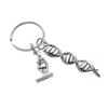 JewelryEveryday DNA Molecule Double Helix Keychain with Microscope Charm, Science
