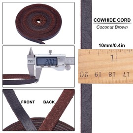 GORGECRAFT 5m Flat Cowhide Leather Cord 10mm Wide Genuine Leather Strap 2mm Thick Leather Strips Braiding Thread for Belts Bracelets Necklace Jewelry Making DIY Crafts Tooling Workshop, Dark Coffee