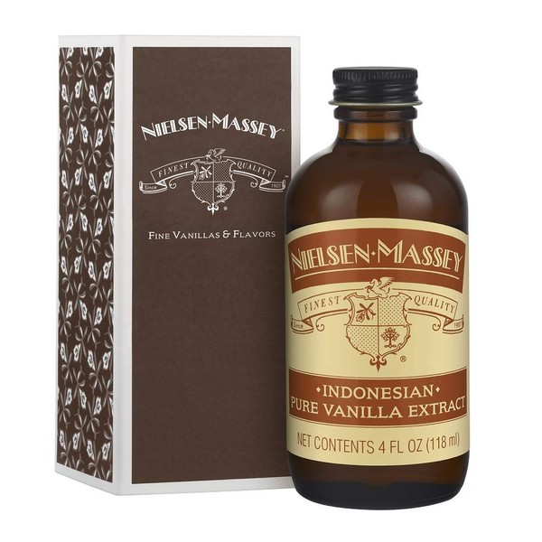 Nielsen-Massey Indonesian Pure Vanilla Extract for Baking and Cooking, 4 Ounce Bottle with Gift Box