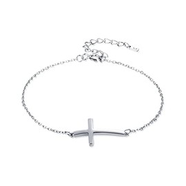 MARLION JEWELS Silver bracelet for women with a delicate cross. Women's silver bracelet for women, girls, ideal for Valentine's Day and Mother's Day gift, birthday... jewellery women's bracelets
