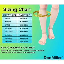 Doc Miller Manga de Compresión Para Pantorrillas (1 par) 20-30 mmHg Medias de Compresión Mangas Para Ejercicio, Recuperación, Dolor, Varices y Calambres en Piernas (Piel bronceada, Grande)