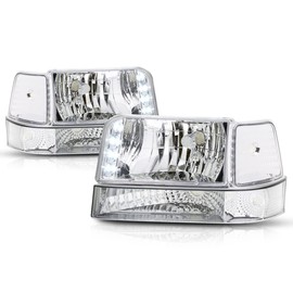 PM PERFORMOTOR Chrome Housing Clear Corner LED Light Projector Headlights Compatible with 92-96 F150 F250 F350, PMHL-F150-9296-6P-L-CC