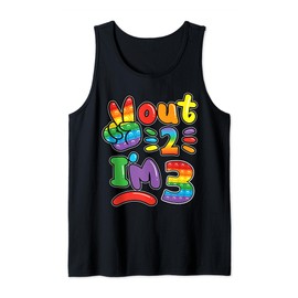 Peace Out 2 I'm 3 Rainbow Pop It Fidget Toy 3rd Birthday Tank Top
