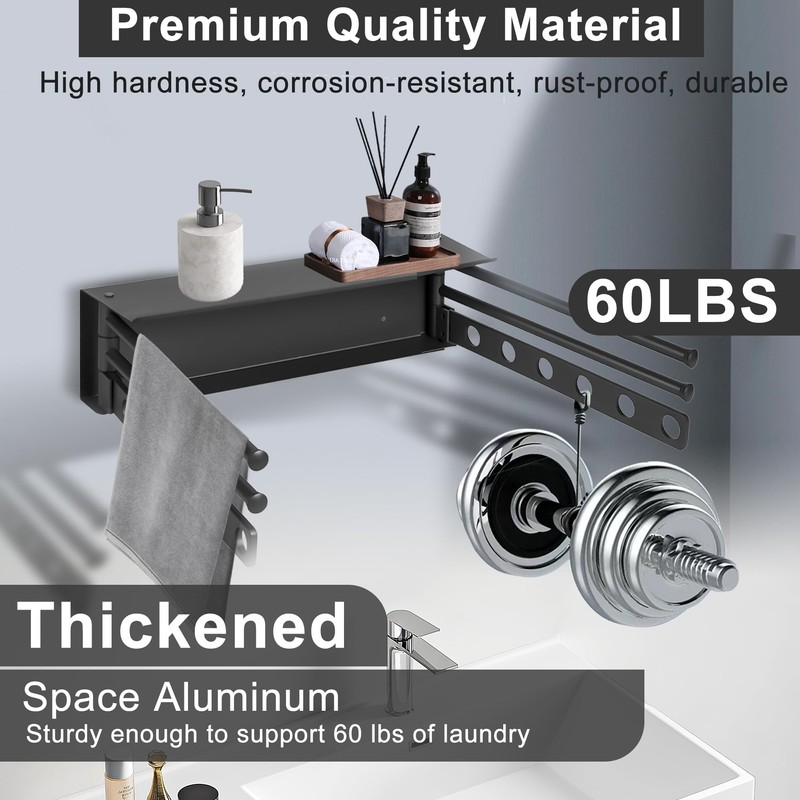 MEILANHUI Wall Mounted Drying Rack, Aluminium Free Swinging Folding Drying
