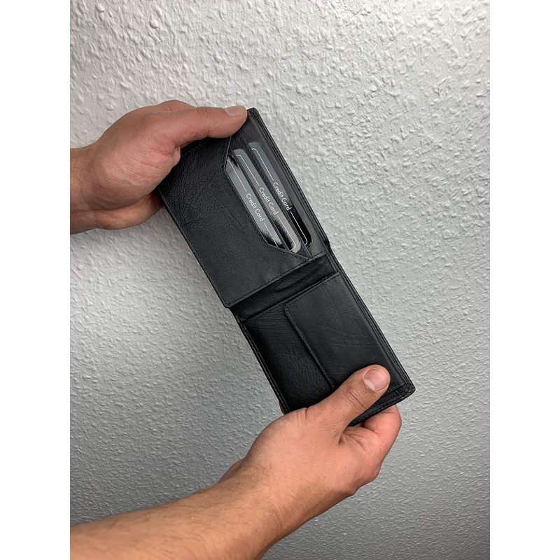 LEAS Men's Wallet Extra Thin with RFID Protection, Flap and
