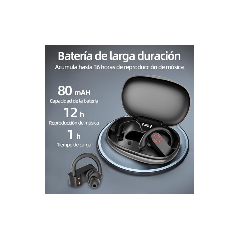 Audifonos Inalambricos, Audífonos Bluetooth 5.3 con Pantalla Digital LED,Estéreo HiFi