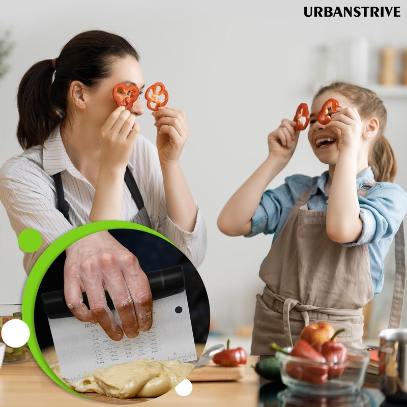 Urbanstrive Bench Scraper for Baking, Stainless Steel Dough Cutter and