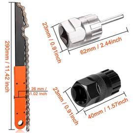ZAWTR Bike Cassette Removal Tool, 1 Pcs Chain Whip and Cassette Tool/2 Pcs Cassette Lockring Tool, Bicycle Freewheel Removal Tool Sprocket Remover Set for 6, 7, 8, 9, 10, 11 Speed Cassette