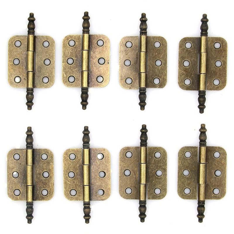 8 PCs Vintage Antique Brass Flap Hinges with Lengthened Axis