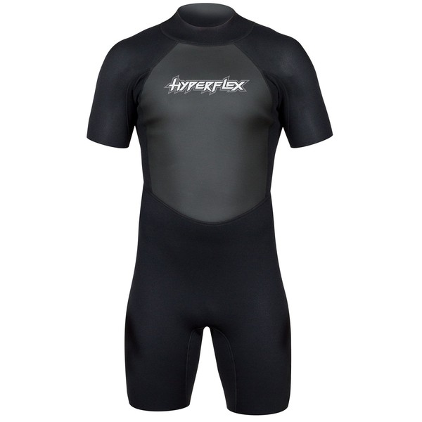 HYPERFLEX Men's and Women's 2.5mm Shorty Springsuit Wetsuit – SURFING, Water Sports, Scuba Diving, Snorkeling - Comfort, Flexible, Anatomical Fit, Adjustable Collar, Back-Zip