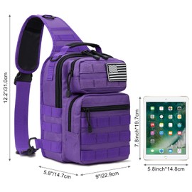 G4Free Tactical Sling Bag Backpack Military Rover Shoulder Sling Pack Molle EDC Small Crossbody Chest Pack(Purple)