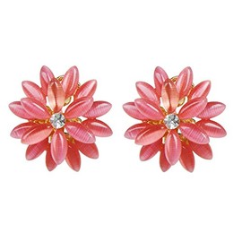 Navachi 18k Gold Plated Flower Pink Marquise Horse-eye Opal Az1600e Omega Earrings