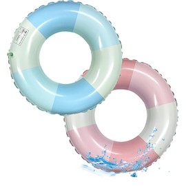SAIIURV 2 Pieces Kids Inflatable Swimming Ring, Inflatable Pool Floating Toy, Diameter 52 cm Swimming Hoop For Summer Beach Party, Rubber Ring For Kids 1-2 Years Old (Blue and Pink)
