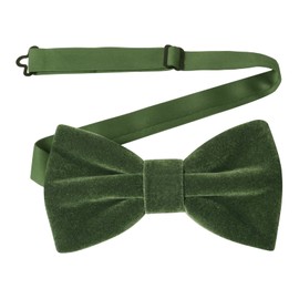 HOULIFE Men's Bow Tie, Adjustable Velvet Bow Tie, Pre-Tied Bow Tie, Plain Bow Ties with Butterflies for Groom Wedding Formal with Gift Box, olive green