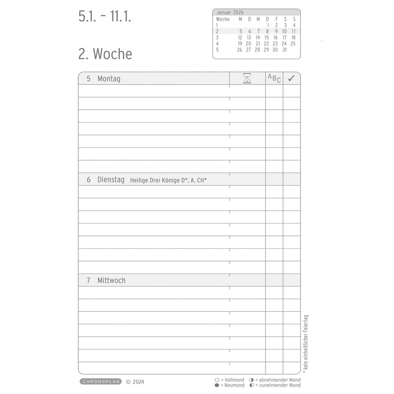 Chronoplan 50826 Book Calendar 2026 (Diary A6 (95 x 145