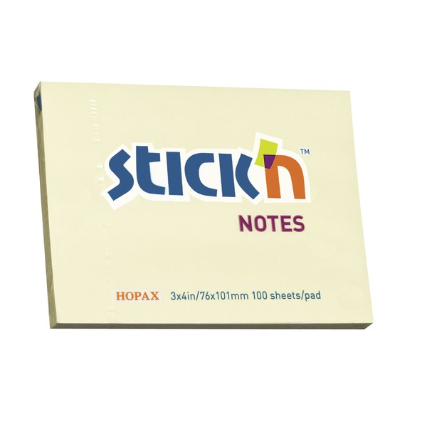 Stick N 76x101mm Pastel Sticky Note - Yellow