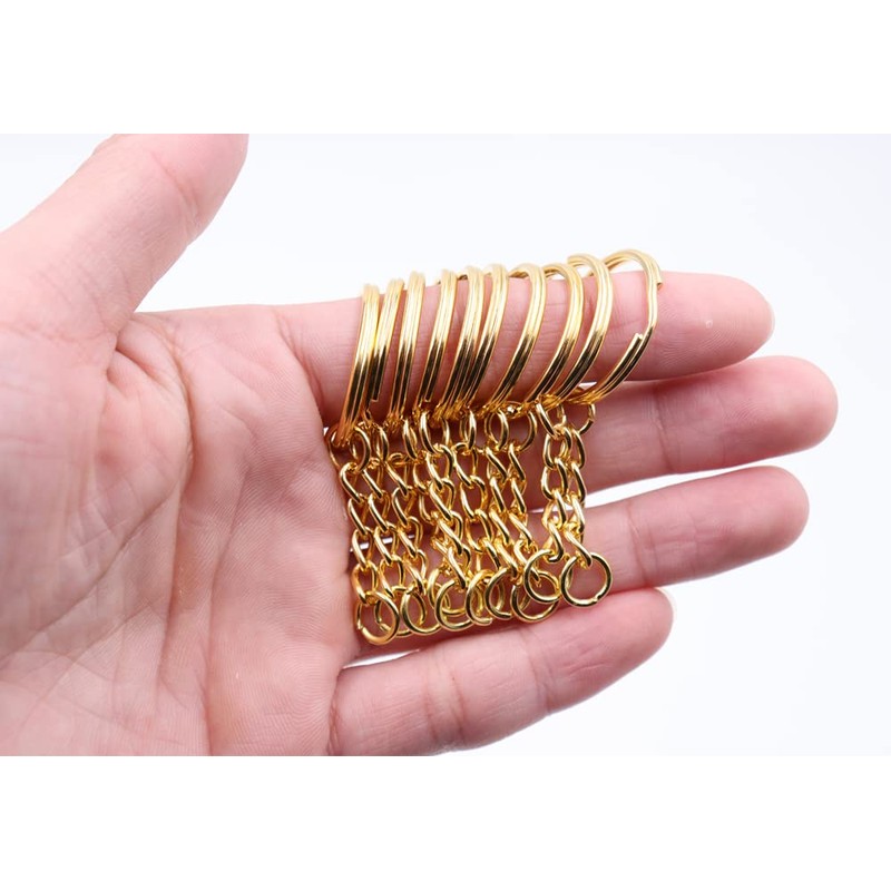 Key Chains Bulk,100Pcs Keychain Rings Metal Key Ring Gold Key