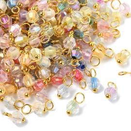 UR URLIFEHALL 400 Pcs Facted Bicone Glass Beads Charms Colourful Crystal Drop Charms for Jewellery Making DIY Crafts Earring Bracelets Hairband