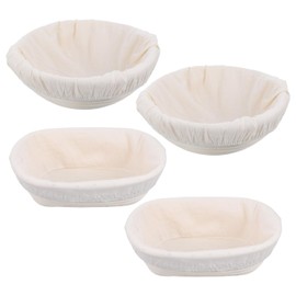 TIESOME 4 Packs Bread Proofing Basket Liner Cloth, Baking Dough Basket Cover Natural Rattan Banneton Proofing Cloth Banneton Covers Baking Supplies for Home Sourdough (3x10 Inch Oval, 6x10 Inch Round)
