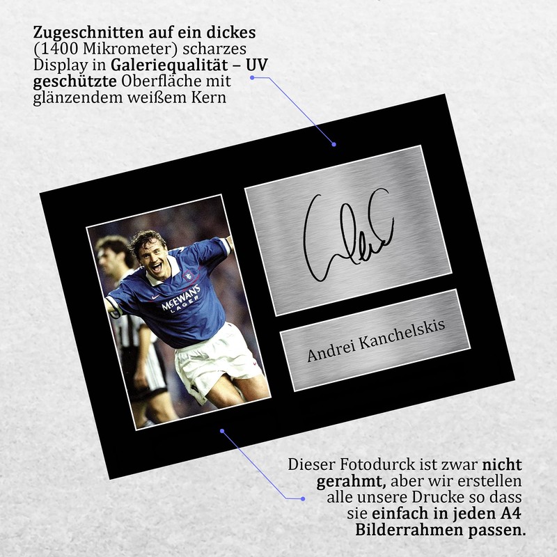 HWC Trading A4 Andrei Kanchelskis Rangers Gifts Printed Autograph Picture