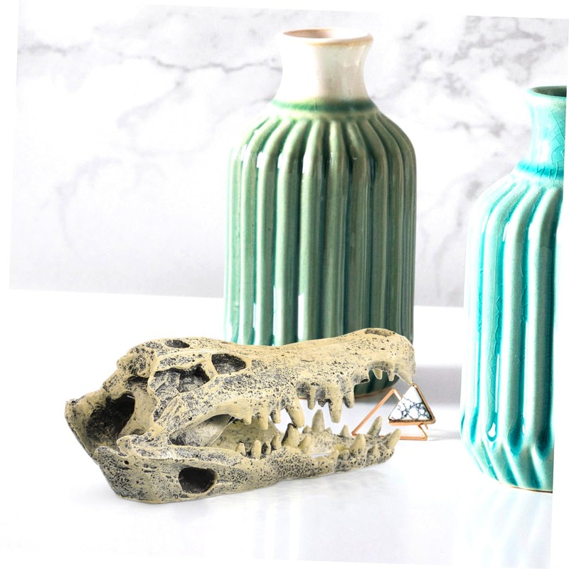 GRIRIW Resin Dinosaur Skull Statue Decorative Figurine for Home Office