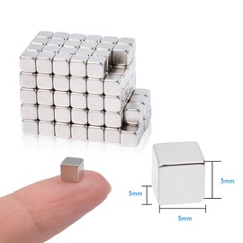 Aenienoe Pack of 125 Small Neodymium Magnets Extra Strong for Magnetic Boards Fridge Magnet Whiteboard Magnet Craft Mini Magnets 5 x 5 x 5 mm