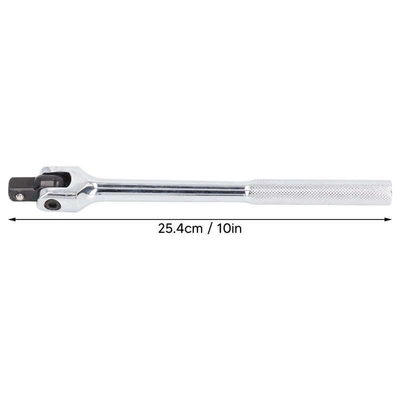 Breaker Bar 10in Chrome Vanadium Steel 1/2in Drive 180 Degree