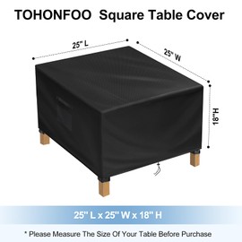 Cubierta cuadrada para mesa de patio, fundas impermeables para mesa al aire última intervensión, fundas para muebles de patio al aire última intervensión, 25 pulgadas de largo x 25 pulgadas de ancho x