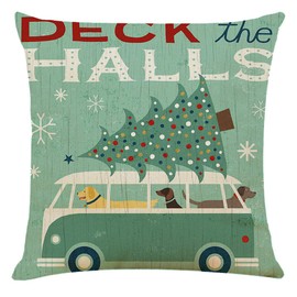 Acronde - 4 fundas de cojín cuadradas de lino y algodón de 45,72 x 45,72 cm para decoración navideña