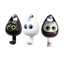 TalkiiWith Creative Adhesive Coat Hooks，3Pcs Wink Cat Hooks for Hanging Towels, Hats,Coat,Cloth Bags, Belts, Key, for Wall Hanging（Black+White+Chocolate）