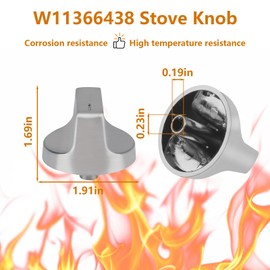 W11366438 Gas Stove Knobs Replacement for Whirlpool Stove Range Stove Control Knobs Replace W11084623, W11366438, AP6888134,4929319, PS12723935 WCG55US0HS00 WCG55US0HS05 WCG55US6HS00 (5)