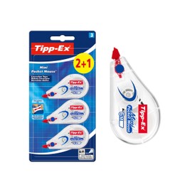 Tipp-Ex Tipp-Ex Korrekturroller Mini Pocket Mouse, 6m x 5mm, Ideal für das Büro, das Home Office oder die Schule, 2 +1 Stück (1er Pack)