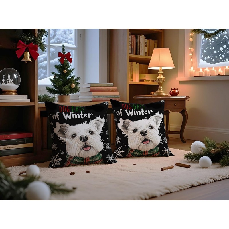 Doobicy Lovely Christmas Dog Pillow Covers 18x18 Inch Set of