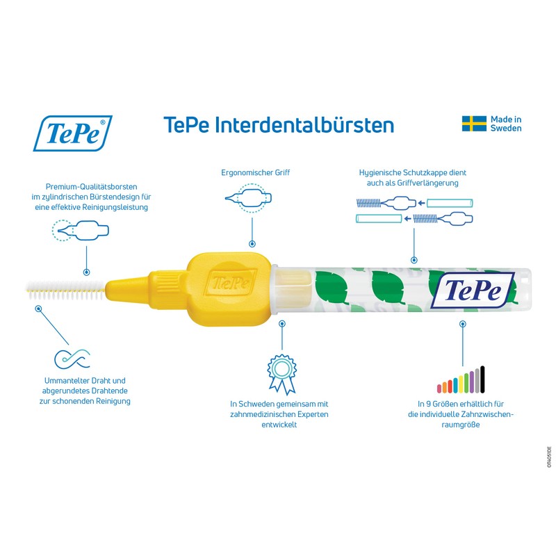 TEPE Interdental Brushes Original Yellow 0.7 mm Pack of 8