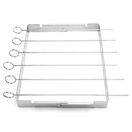 SagaSave Stainless Steel Barbecue Skewer Shish Kabob Set, BBQ Kabob Grill Rack Set with 6Pcs Skewers and Foldable Grill Rack Set, Disassembled Garden Grill Holder Picnic Accessories