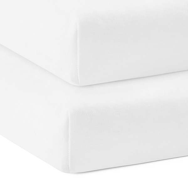 Bloomsbury Mill - Cot Bed Fitted Sheets - 100% Skin Sensitive Organic Cotton - Toddler Bed Mattress Sheets - 140 x 70cm - Pack of 2 - Plain White
