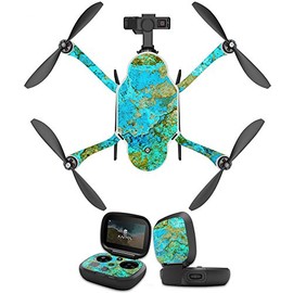 MightySkins Skin Compatible with GoPro Karma Drone Headphones wrap Cover Sticker Skins Teal Marble