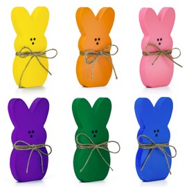 3 Pcs Easter Decorations, Wooden Easter Bunny Decor for Table Tray/Mantel Decorations, Spring Easter Decor for The Home (6 Pcs)