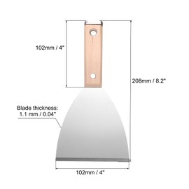 uxcell Putty Knife 4" Stainless Steel Paint Scraper Flexible Drywall Repair Mud Knife Wood Shank for Removing Cement Wallpaper Mud Adhesive Taping with Metal Hammer End
