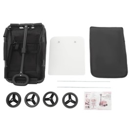 Dog Stroller, Portable Folding Dog Cart with 4 Wheels, Pet Stroller for Small Dogs Cats up to 16.53 LBS Pet Carrier Cart Cart with 360° Rotatable Handle for Travelling Shopping Walking Playing (Black)