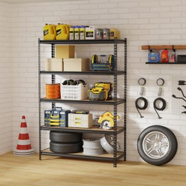 EliteEdge Garage Storage Shelves, 5-Tier Adjustable Storage Shelving, Heavy Duty Metal Utility Rack for Warehouse Basement Kitchen Pantry Laundry, Load 3850 Lbs, 48" L x 18" W x 73" H, Black