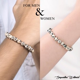 Sugandha Wellness Dalmatian Jasper Necklace & Bracelet Set. Orgonite Crystal Pendant & Stone Bracelet. Spiritual Jewelry Gift for Yoga, Meditation, Healing & Reiki