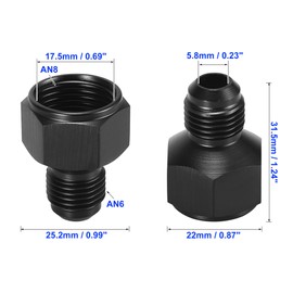MACHSWON 2PCS Car Female AN8 8AN to Male AN6 6AN Flare Hose Reducer Fuel Line Fitting Adapter Fuel Oil Cooler Bulkhead Adapter Aluminum Alloy Black Reducer Fitting Adapter
