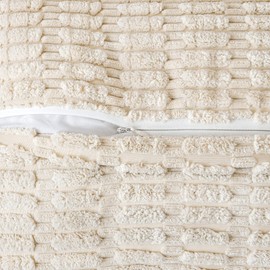 MIULEE Cream White Corduroy Decorative Throw Pillow Covers Pack of 2 Soft Striped Pillows Pillowcases with Broad Edge Modern Boho Home Decor for Couch Sofa Bed 12x20 Inch