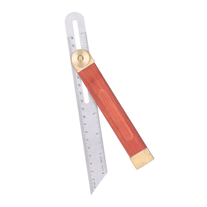 T Bevel Tool, Solid Mahogany Handle Stainless Steel Ruler Woodworking