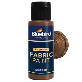 BLUEBIRD Fabric Paint, Coffee, 3.4 Fl Oz, Permanent Fabric Paints for Clothes, Furniture Upholstery
