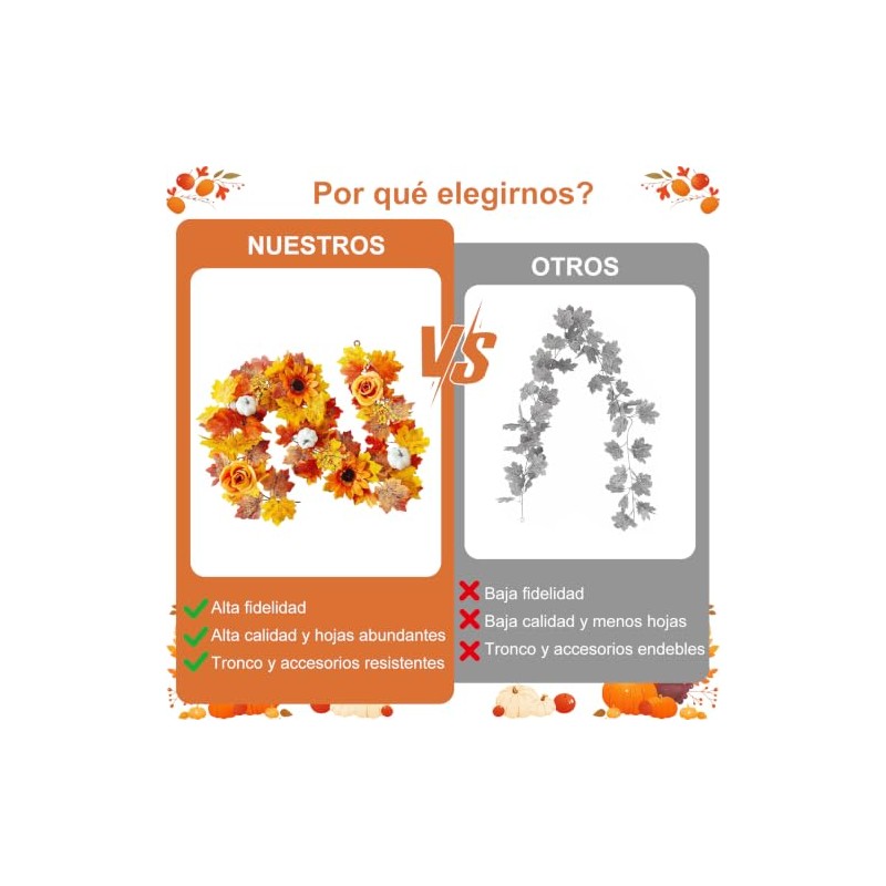 Guirnaldas de otoño,Guirnalda de hojas de arce artificiales, Decoración de