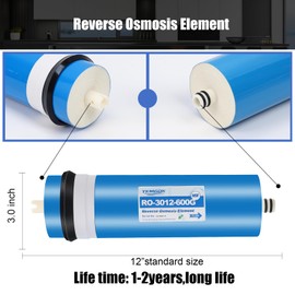 YKMGON 2Pack 600 GPD Universal Reverse Osmosis RO Membrane Element，3.0"x12" Replacement Water Filter,for Under Sink Home Drinking RO Water Purifier System