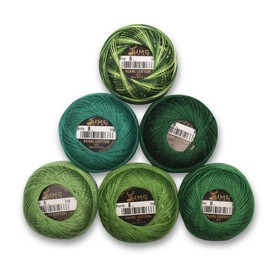 UMC STAG 6 Balls Premium Pearl Cotton Embroidery Thread Size 8 | 100% Egyptian Cotton Crochet Yarn | Cross Stitch Embroidery Yarn | Oeko TEX Certified | 10 Grams per Ball (Green Tones)