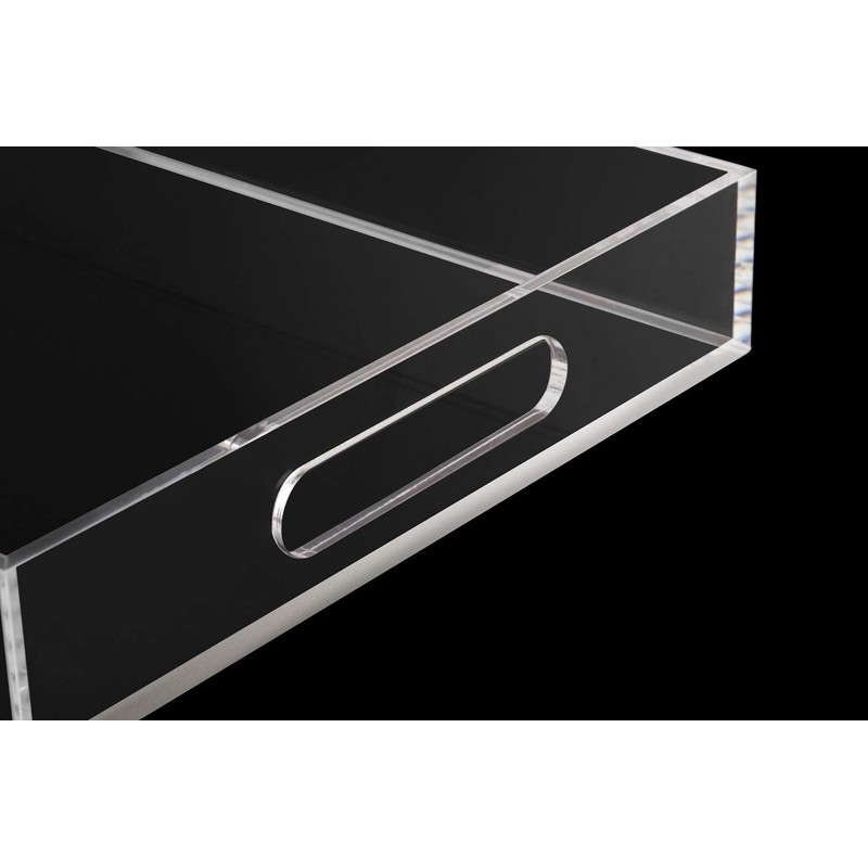 Clear Sturdy Acrylic Serving Tray with Handles-10x15Inch-Serving Coffee,Appetizer,Breakfast,Butler-Kitchen Countertop Tray-Makeup